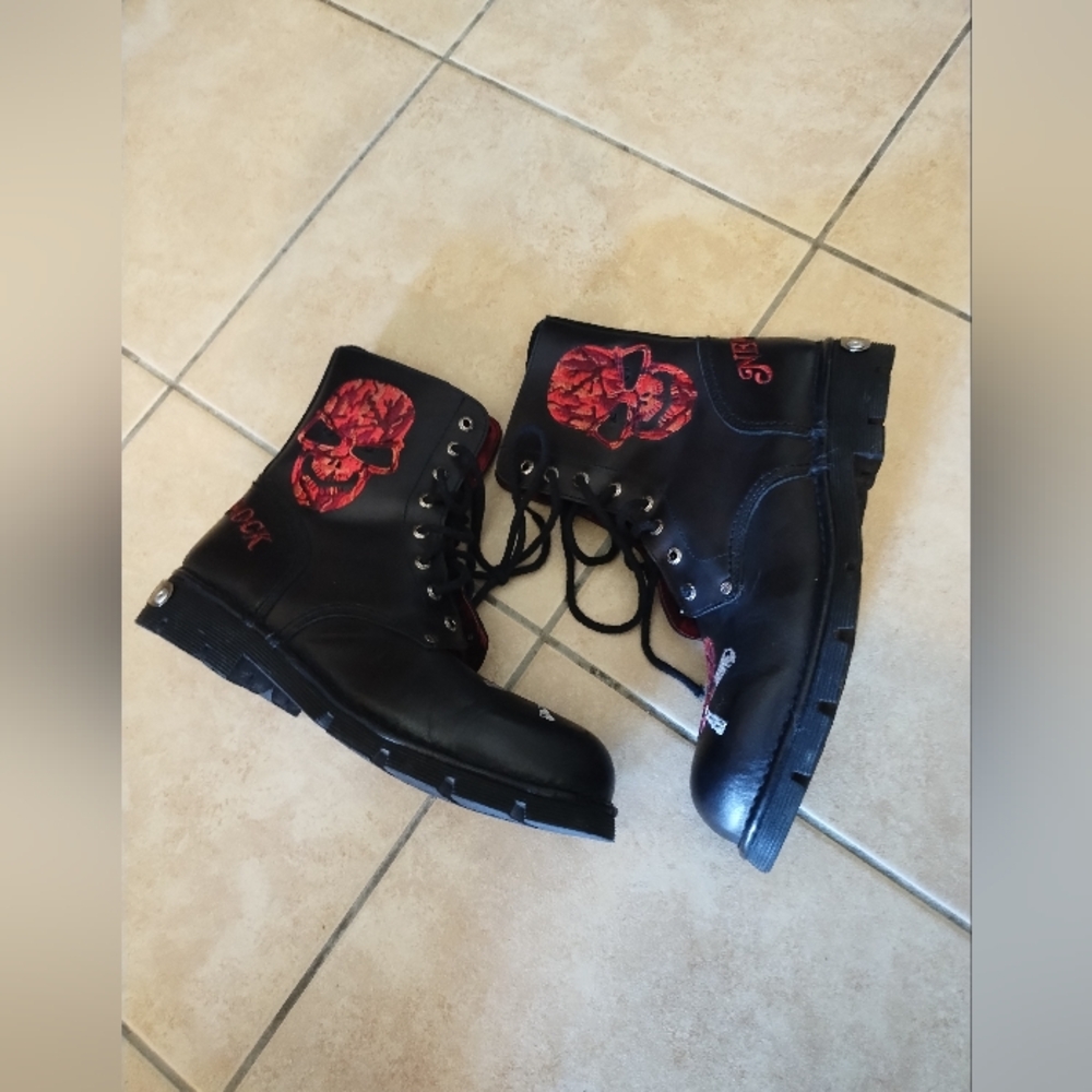 New Rock Gothic Mens Skull‎ Leather Boots